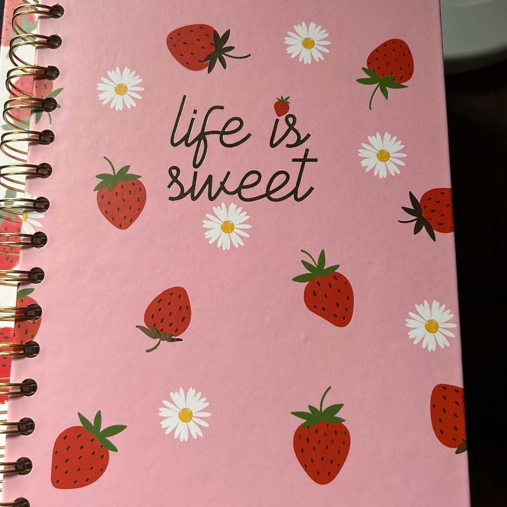 Strawberry and Daisy Pink Spiral Notebook
